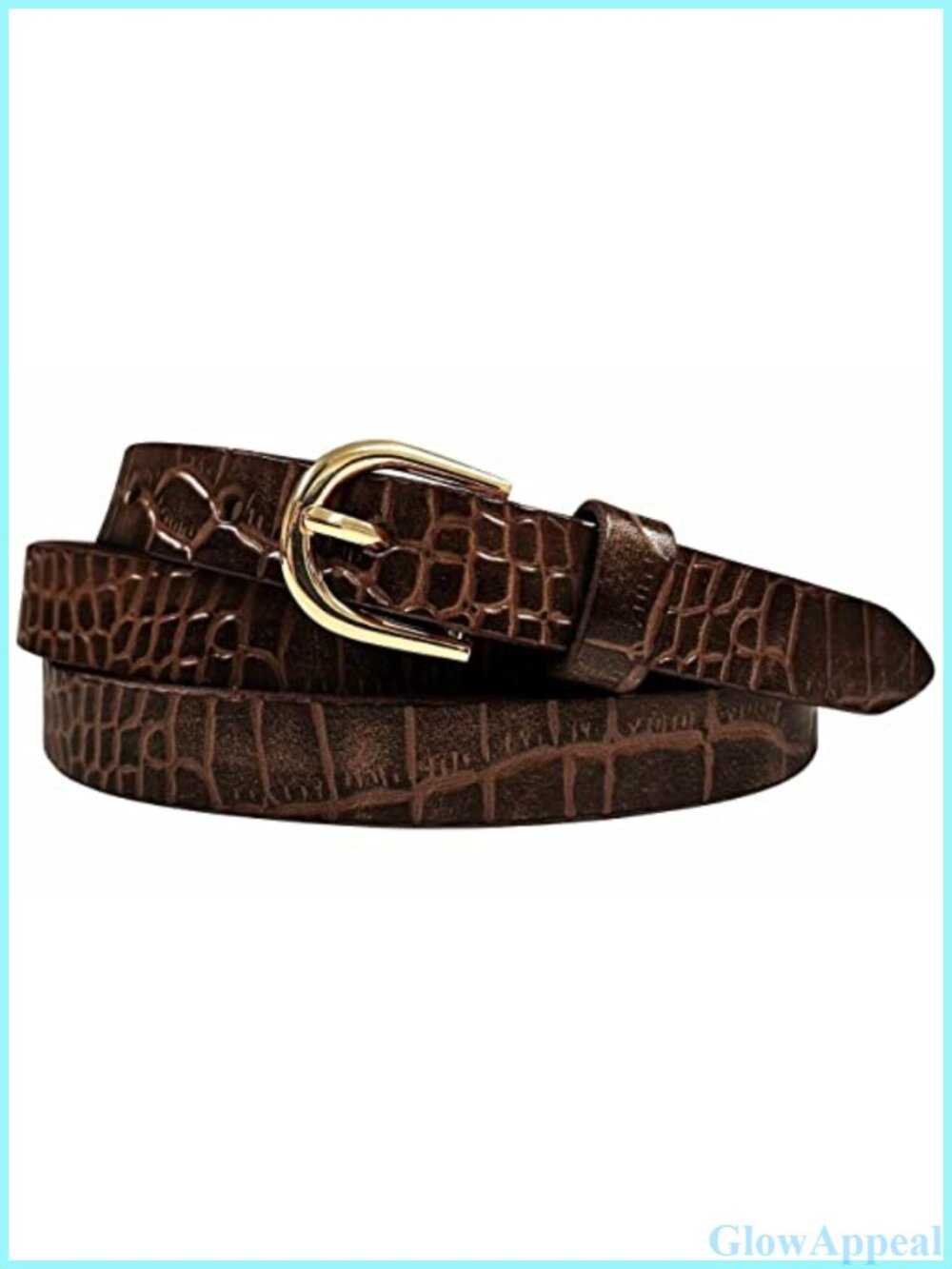 Women's Skinny Fashion Belt Genuine Leather 3/4" Wide Alligator Embossed Dress
